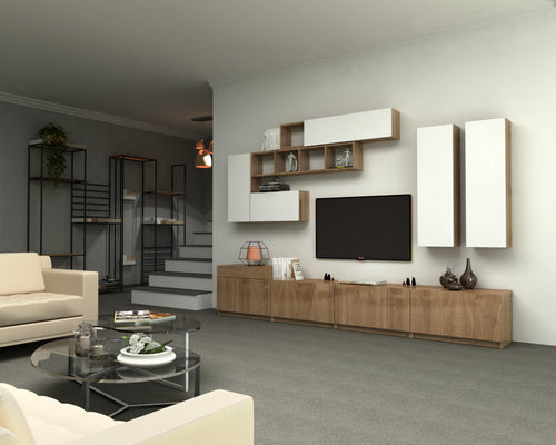 Set mobili soggiorno Domino Noce, 4 pezzi (1)