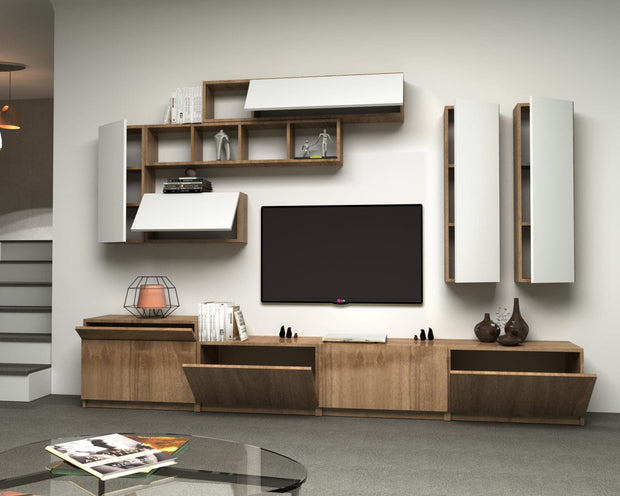 Set mobili soggiorno Domino Noce, 4 pezzi (2)