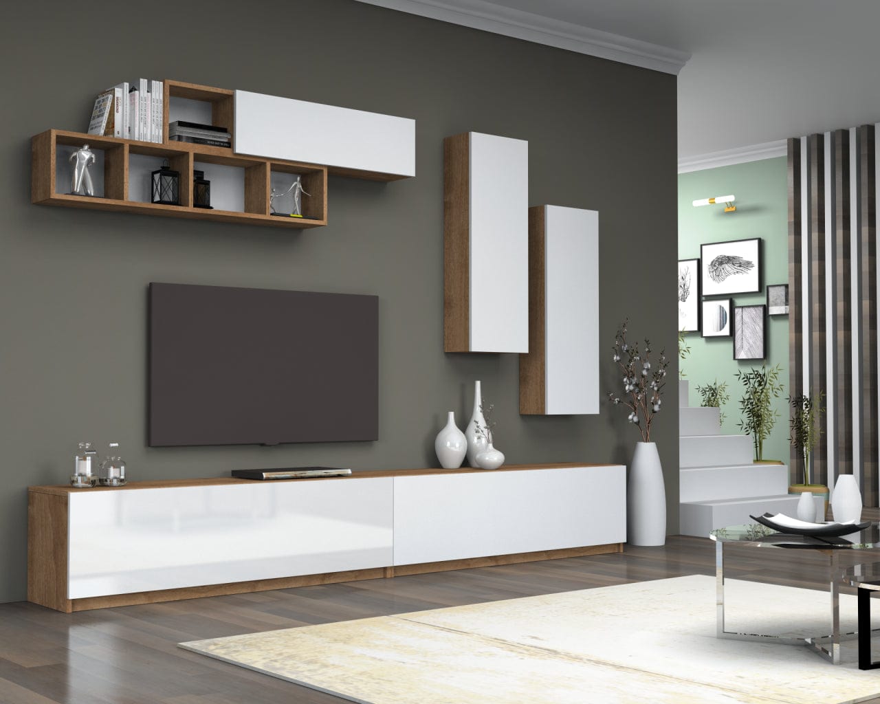 Set mobili soggiorno Dona Noce, 5 pezzi