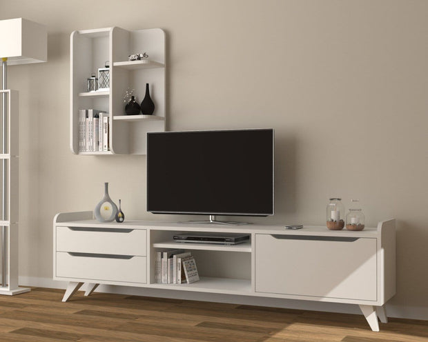 Set mobili soggiorno Doruk Bianco, 2 pezzi