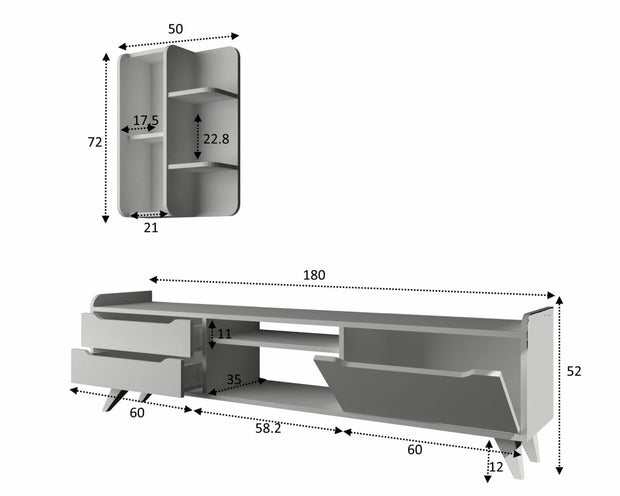 Set mobili soggiorno Doruk Bianco, 2 pezzi (3)