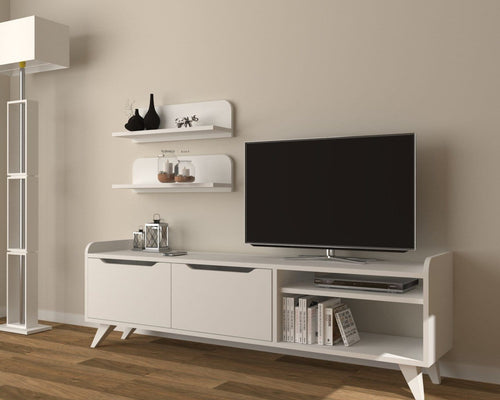 Set mobili soggiorno Doruk Bianco, 3 pezzi
