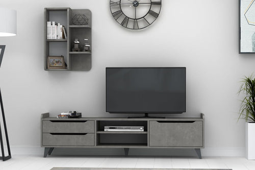 Set mobili soggiorno Doruk Grigio, 2 pezzi
