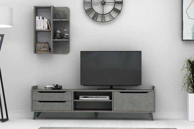 Set mobili soggiorno Doruk Grigio, 2 pezzi