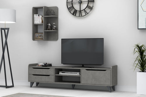 Set mobili soggiorno Doruk Grigio, 2 pezzi (1)