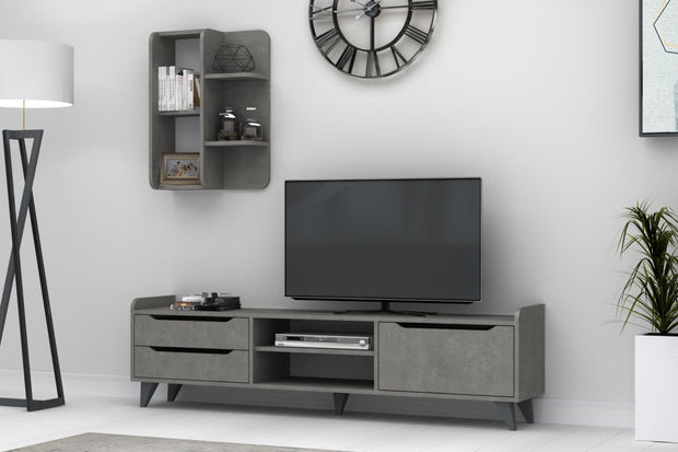 Set mobili soggiorno Doruk Grigio, 2 pezzi (1)