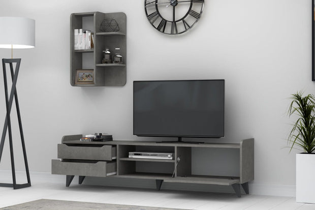 Set mobili soggiorno Doruk Grigio, 2 pezzi (2)