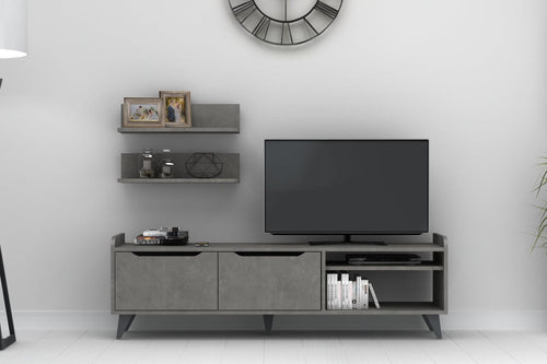 Set mobili soggiorno Doruk Grigio, 3 pezzi