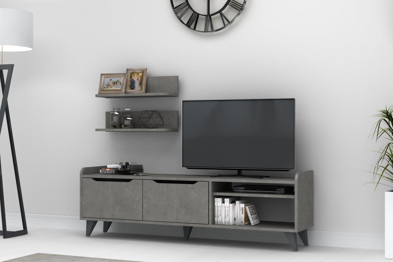 Set mobili soggiorno Doruk Grigio, 3 pezzi (1)