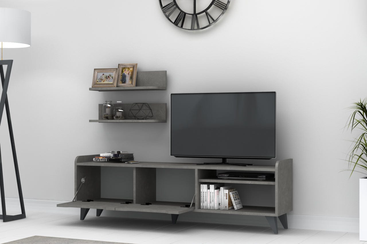 Set mobili soggiorno Doruk Grigio, 3 pezzi (2)