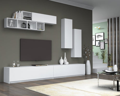 Set mobili soggiorno Ege Bianco, 5 pezzi