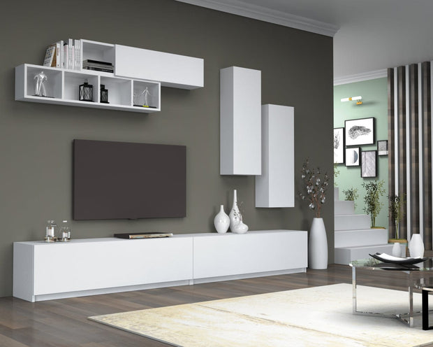 Set mobili soggiorno Ege Bianco, 5 pezzi