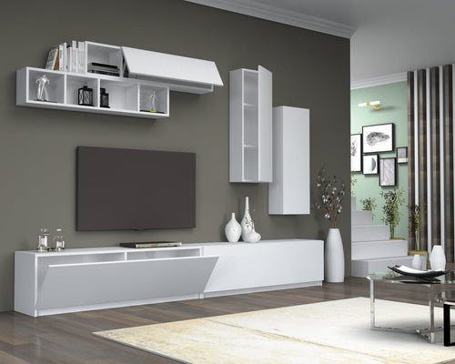 Set mobili soggiorno Ege Bianco, 5 pezzi (1)