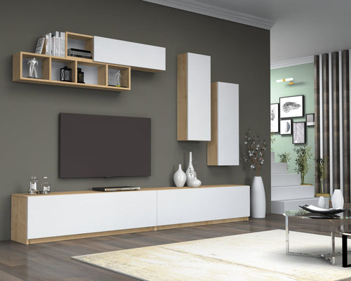 Set mobili soggiorno Ege Bianco, 5 pezzi