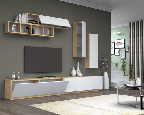 Set mobili soggiorno Ege Bianco, 5 pezzi (1)