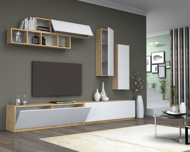 Set mobili soggiorno Ege Bianco, 5 pezzi (1)