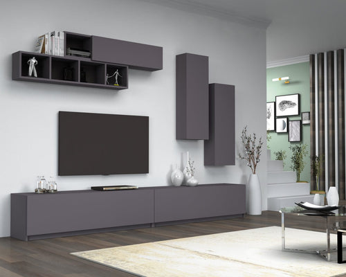 Set mobili soggiorno Ege Grigio, 5 pezzi