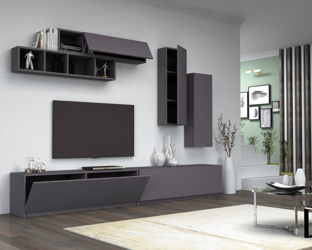 Set mobili soggiorno Ege Grigio, 5 pezzi (1)