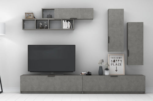 Set mobili soggiorno Ege Grigio, 5 pezzi