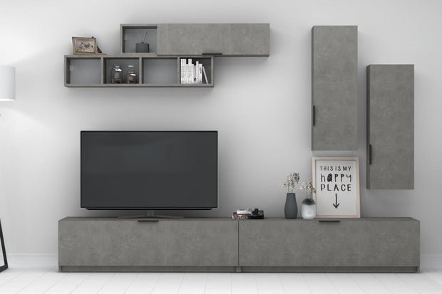 Set mobili soggiorno Ege Grigio, 5 pezzi