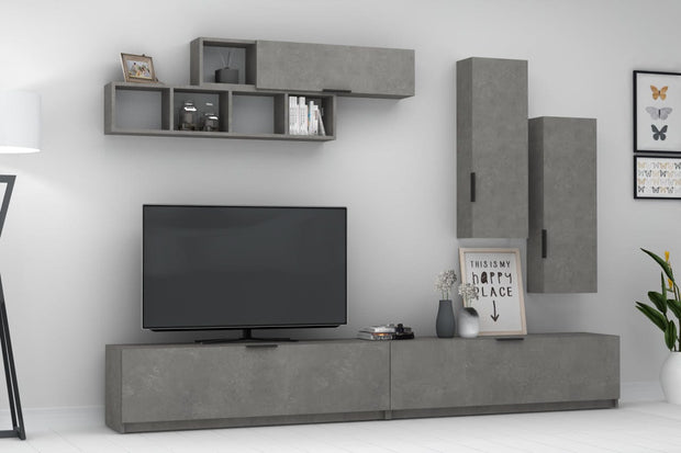 Set mobili soggiorno Ege Grigio, 5 pezzi (1)