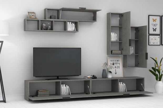 Set mobili soggiorno Ege Grigio, 5 pezzi (2)