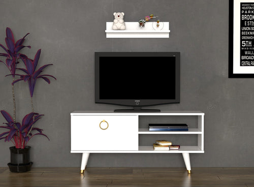 Set mobili soggiorno Eylul Bianco, 2 pezzi