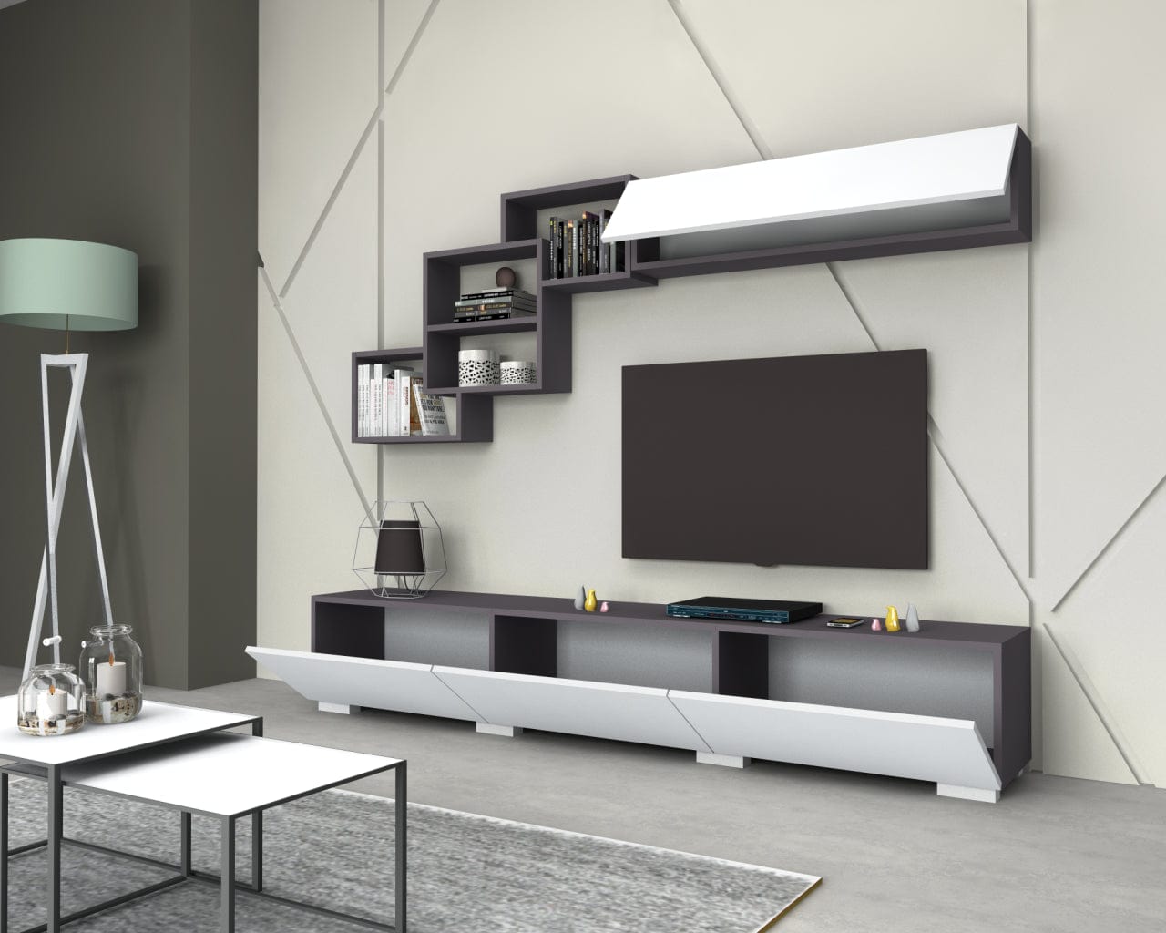 Set mobili soggiorno Free Antracite, 2 pezzi (2)