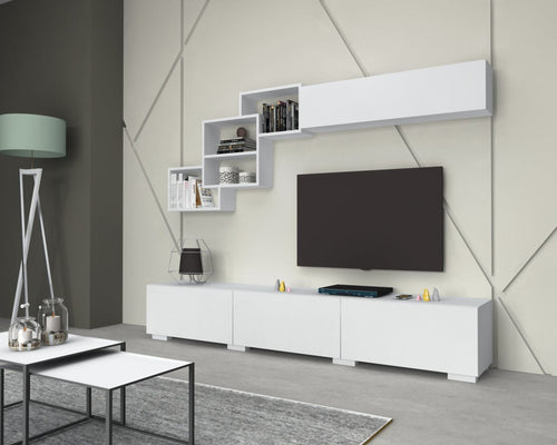 Set mobili soggiorno Free Bianco, 2 pezzi