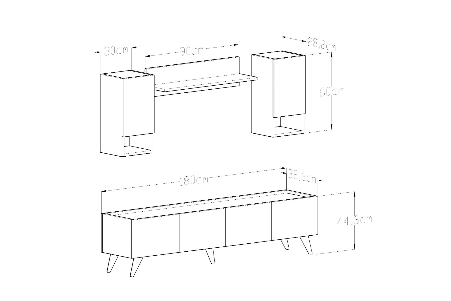 Set mobili soggiorno Gustavo Bianco, 4 pezzi (3)