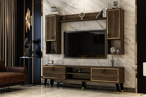 Set mobili soggiorno Helsinki Noce, 4 pezzi (1)