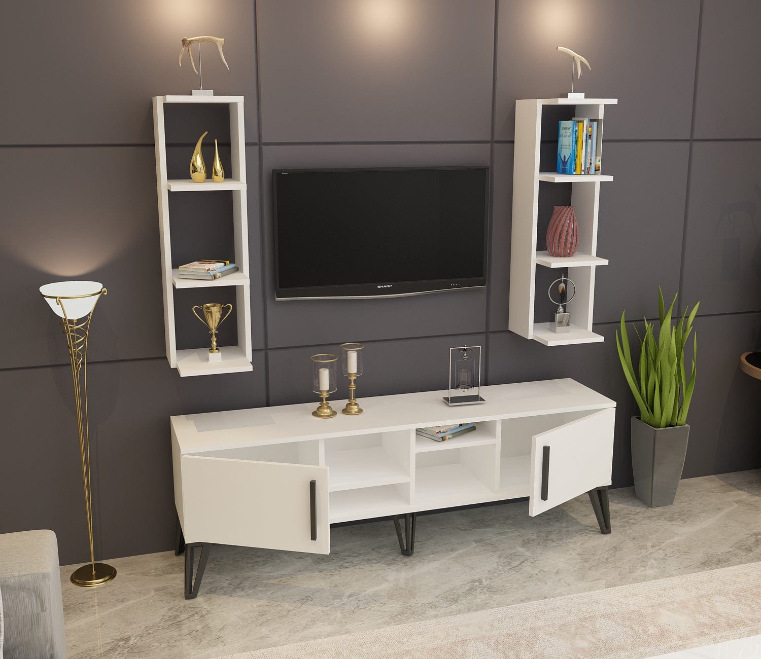 Set mobili soggiorno Istanbul Bianco, 3 pezzi (3)