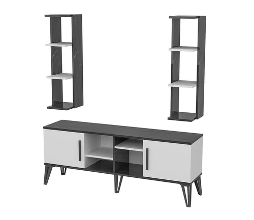 Set mobili soggiorno Istanbul Bianco e Nero, 3 pezzi