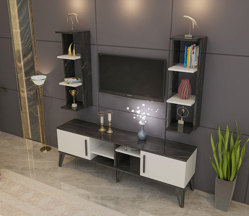 Set mobili soggiorno Istanbul Bianco e Nero, 3 pezzi (1)