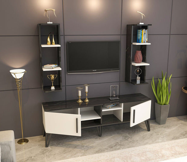 Set mobili soggiorno Istanbul Bianco e Nero, 3 pezzi (3)