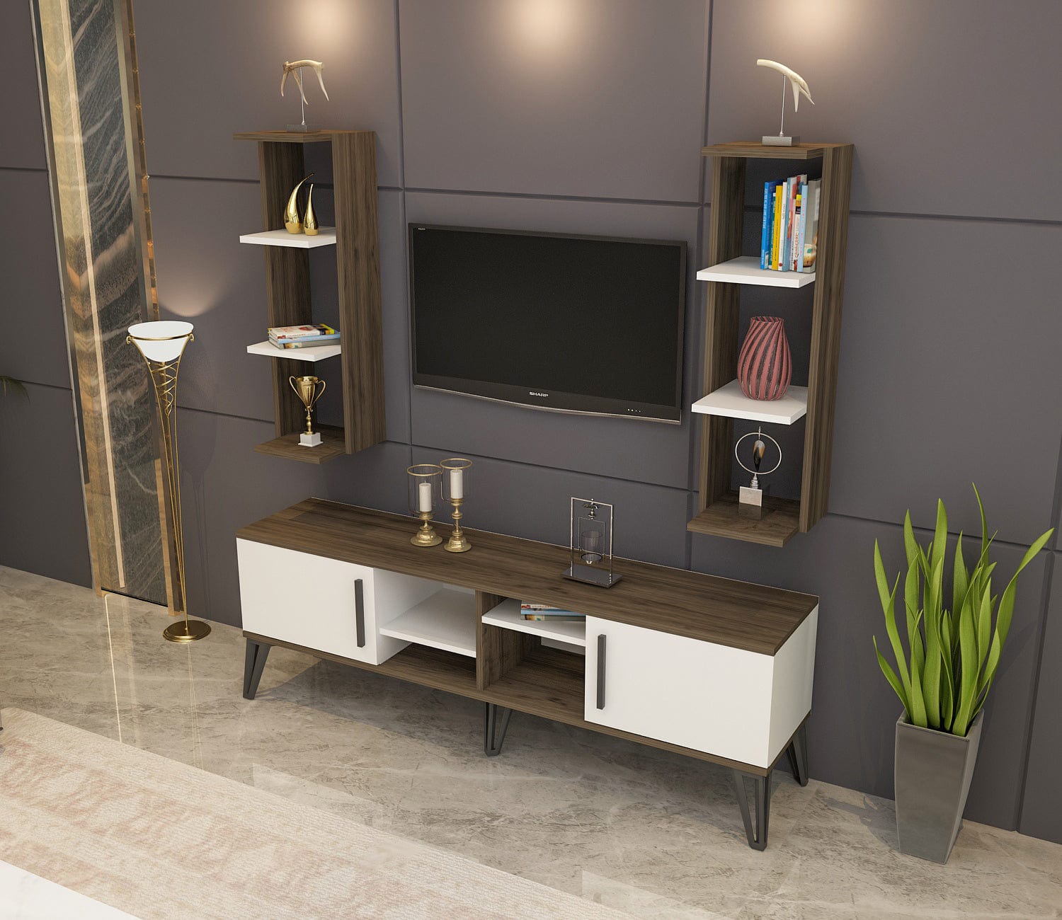 Set mobili soggiorno Istanbul Noce, 3 pezzi (1)