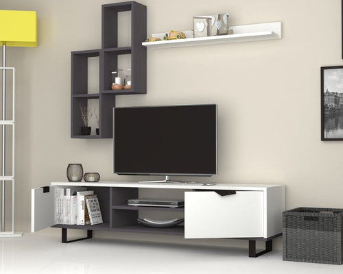 Set mobili soggiorno Lonsa Bianco, 4 pezzi (1)