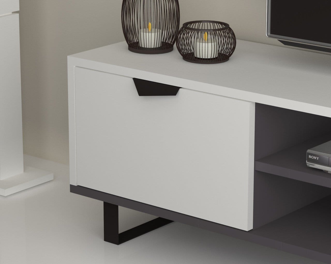 Set mobili soggiorno Lonsa Bianco, 4 pezzi (3)