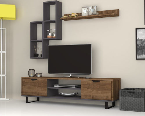 Set mobili soggiorno Lonsa Noce, 4 pezzi