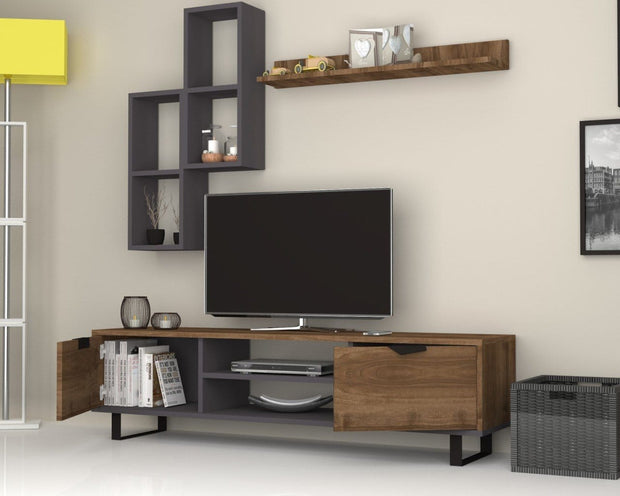 Set mobili soggiorno Lonsa Noce, 4 pezzi (1)