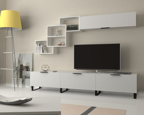 Set mobili soggiorno Losta Bianco, 2 pezzi