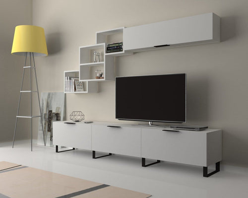 Set mobili soggiorno Losta Bianco, 2 pezzi (1)