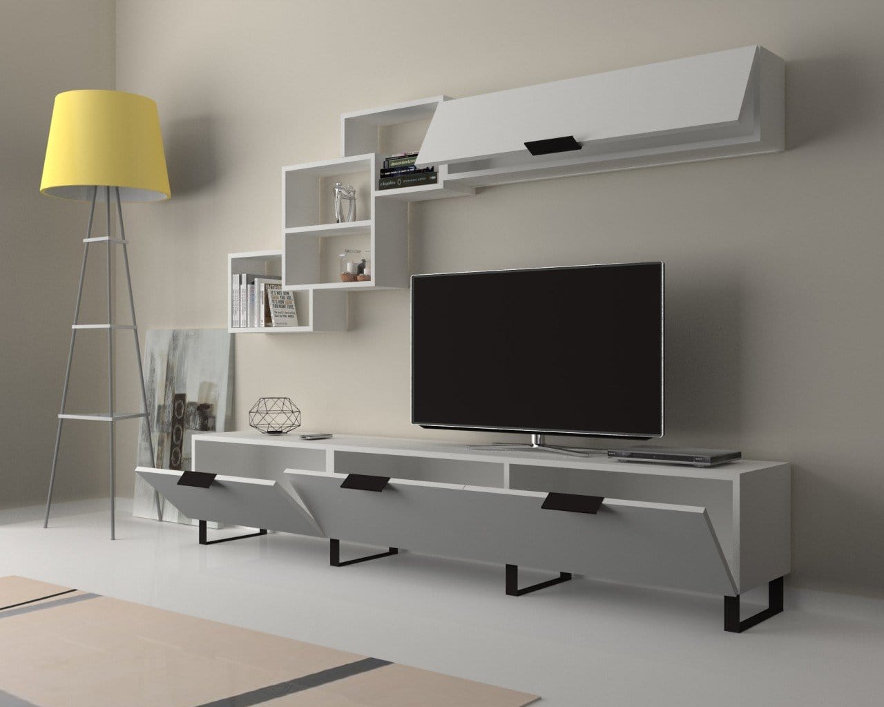 Set mobili soggiorno Losta Bianco, 2 pezzi (2)