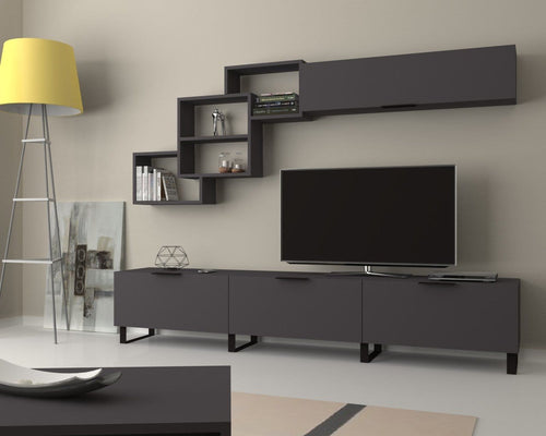 Set mobili soggiorno Losta Grigio, 2 pezzi
