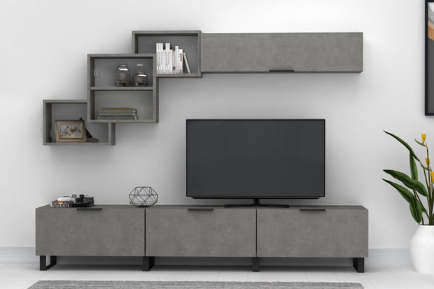 Set mobili soggiorno Losta Grigio, 2 pezzi