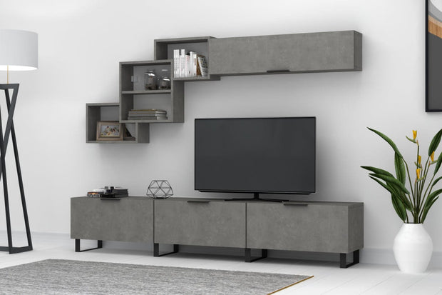 Set mobili soggiorno Losta Grigio, 2 pezzi (1)