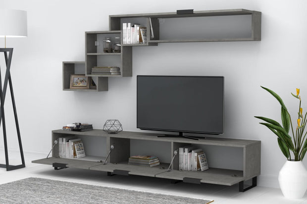 Set mobili soggiorno Losta Grigio, 2 pezzi (2)