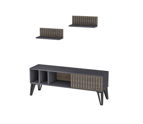 Set mobili soggiorno Malen Antracite, 3 pezzi