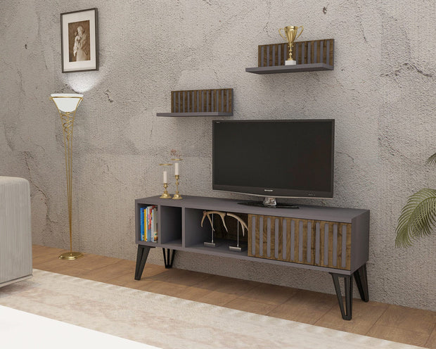 Set mobili soggiorno Malen Antracite, 3 pezzi (2)