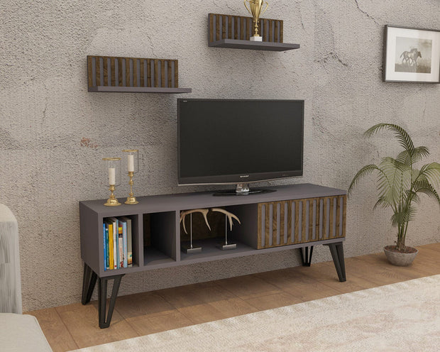 Set mobili soggiorno Malen Antracite, 3 pezzi (3)